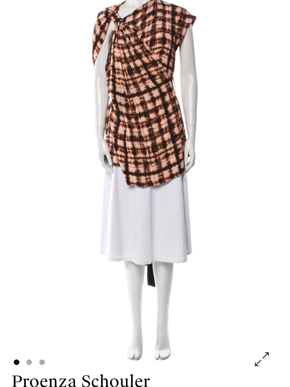 Proenza Schouler Peach and Black Draped Twist-Shoulder Top